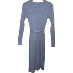 Merokeety Powder Blue Knit MIDI Dress V Neck Long Sleeve Photo 2