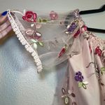 BB Dakota Sz Large Stassi Pink Lemonade Floral Embroidered Off The Shoulder Top Photo 4