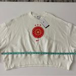 Nike Women's White Crew Neck Sweater with Red Logo Photo 6