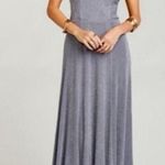 Show Me Your Mumu Shine Smoke Grey Godshaw Goddess Metallic Gown Sz L $200 Photo 0
