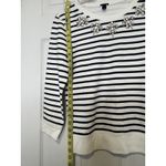 J.Crew  Women’s Jeweled Navy And White Striped Sweatshirt Glitzy Bejeweled Sz XS Photo 5