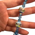 Y2K vintage beaded frame bag with beaded strap Blue Photo 1