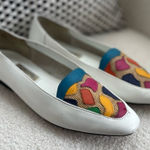 Vintage 80s 90s Arpeggios Leather Loafers Flats Shoes Rainbow Color White 9 Photo 0