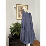 Free People Balloon Long Sleeve Top Women M Tiered Pleated Open Cutout Blue Photo 3