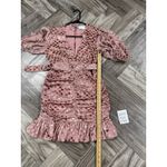 ASOS DESIGN velvet flocked spot mini dress with puff sleeve and belt pink Sz 4 Photo 5