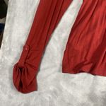 Democracy  Embroidered‎ Women Peasant Top XL Roll Tab Sleeves Red Cottage Stretch Photo 5