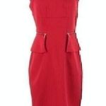SIGNATURE LONDON STYLE Solid Bright Red Square Neck Knee Length Sheath Dress 4 Photo 0