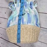 Aerie  Blue Tie Dye Straw‎ Bucket Bag Drawstring Mini Purse OS Photo 10