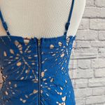 Lulus Resplendent Blue lace overlay bodycon midi dress XL Photo 3