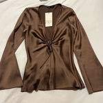 ZARA  Brown front tie shirt Photo 0