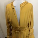 Boohoo yellow drape sleeve skater dress size 12 Photo 6