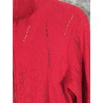 Spa By Chico's‎ Sweatshirt Woman's Small Red Beaded Stripes Full Zip Athletic Photo 4