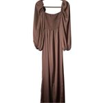 New With Tags The Sang puffed Sleeve Chocolate Jumpsuit. Size Large. Brown Photo 2