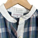 Shapely Vintage 90s  Long Sleeve Blue & Purple Plaid Henley Pullover Shirt S Photo 1