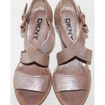DKNY Harlow Henna Pink Leather Open Toe Heel 6.5 M Photo 1