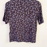 Madewell Drapey Mock neck Top in Floral Blue Size Medium Short Sleeves Photo 9