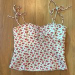 ZARA  Tank Tie Strap Linen Floral Babydoll Blouse Size Medium Photo 2