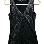 EXPRESS  Womens S Silver Black Tank Top Blouse Tiger Striped Metallic Sleeveless Photo 0