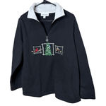 Breckenridge  Black Embroidered Christmas Quarter Zip Sweatshirt 1X Photo 0
