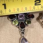 Amethyst Garnet Peridot Sterling Silver Drop Dangle Faceted Earrings Photo 3