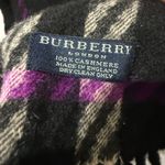 Burberry  London 100% Cashmere Authentic Scarf Purple Black Beige Fringe‎ 68” Photo 1