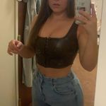 Motel Rocks  Brown Leather Corset Crop Top Photo 1
