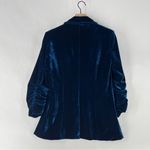 SEDGE Midnight Blue Velvet Womens Blazer Ruched 3/4 Sleeve 1 Button Size XS Blue Photo 9