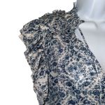 Miss Me  Floral Ruffle Cap‎ Sleeve Smocked Blouse Top Blue White Size Small Photo 2