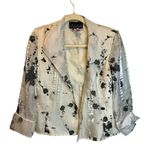 Alex Evenings ‎ Jacket Women's Size Small Sheer Leaves White Formal Photo 0