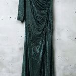 Mac Duggal Mac Duggar Emerald Green Sequined Gown  One Sleeve Formal Draped Maxi Dress 12 Photo 1