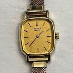 Seiko  Ladies Watch Vintage 10K Gold Plated Bracelet Sparkling Gold Mustard Dial Photo 2