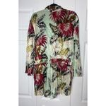 Topshop  Tropical Floral Satin V-Neck Long Sleeve Romper Green Pink Size 10 Large Photo 5