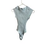 ZARA  Women Light Blue Ribbed Bodysuit Size M Sleeveless Snap Closure Cottagecore Photo 2