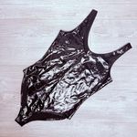 Windsor  black pleather like sleeveless body suit button crotch shirt size medium Photo 0