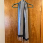 V. Fraas Vintage Blue Gray Scarf  Cashmink Made in Germany Fringe Edges Photo 5