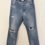 Avec Les Filles Distressed Raw Hem Straight Leg Jeans Size 31 NEW Medium Blue Photo 0