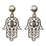 Gold Hamsa Hand Drop Earrings Photo 1