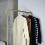 ZARA New  Beige Cream Oversized Faux Leather Boxy One Button Blazer Photo 8