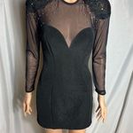 Tadashi Shoji Vintage Tadashi Little Black Dress Short Mesh Long Sleeves Cocktail Size M U.S.A Photo 0
