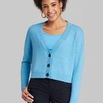Wild Fable Slouchy Button-Front Cropped Cardigan Sweater Blue sz XS Photo 0
