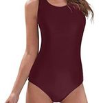 Burgundy/Wine One Piece Swimsuit with Classic Design, Criss Cross Back, New Red Size M Photo 0