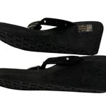 Flojos Olivia Wedge Sandals Flip Flops Black Heart SZ 6 Rhinestone Embellished Photo 3