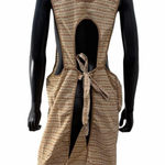 Vintage Apron Style Pinafore Dress Brown Stripe Open Back Cottagecore Size undefined Photo 0