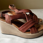 Igi & Co Italian Leather Wedge Sandals Brown Slingback Platform Heels‎ 37 US 6.5 Photo 0