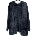Free People  Black Faux Fur Long Cardigan Size L New Photo 1