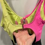 No Boundaries Cute textured tie front neon cut out swim suit one piece pool beach Photo 7