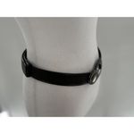 Chico's  Belt Adjustable Brown Leather Hook Silver Gold Tone Big Buckle Statement Photo 4