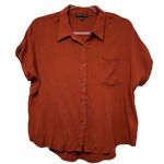 Moa Moa Burnt Orange Dark Short Sleeve Button Down Front Shirt Size Large Photo 0