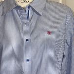Ariat  Womens Fitted Western Shirt XL‎ Blue White Striped Long Sleeve Button Down Photo 2