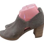 Eileen Fisher Milton Linen Suede Chunky Heel Peep Toe Heels Size 8.5 Photo 1